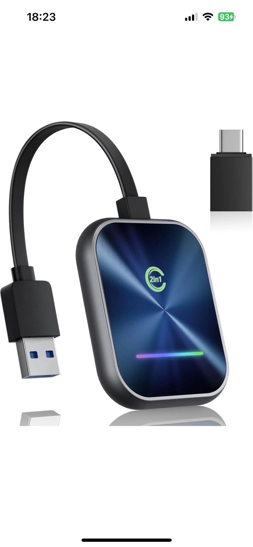 Upgraded 2-in-1 Wireless CarPlay&Android Auto Adapter-Convert Wired to Wireless