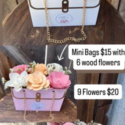 Small Eternal Wood Flower Bags Mothers Day