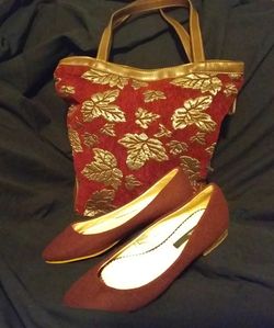 Burgandy BDG flats and handbag
