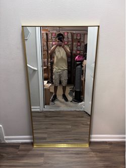 30” x 60” Gold Bathroom Mirror – Large Deep Frame Vanity Wall Mirror