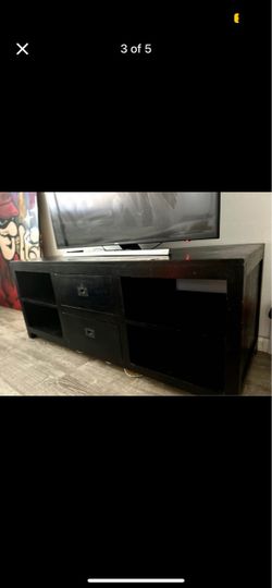 West elm black two drawer four shelf entertainment console