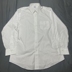 Men’s Brooks Brothers White Cotton Long Sleeve Collared Dress Shirt - Size 15.5-32