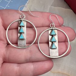 Southwestern Old pawn sterling silver turquoise earrings 