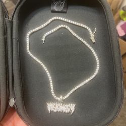 White Gold Tennis w/ Pendant