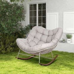 Grand Patio Oversized Rocking Chair – Egg Chair w/ Cushion, Indoor/Outdoor