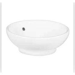 Glacier Bay Zale 16 in Round Vitreous Vessel Sink in White Bathroom Kitchen Sink
