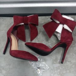 New Shoedazzle Chloee Heel With Bow Ankle Straps Ladies Size 7