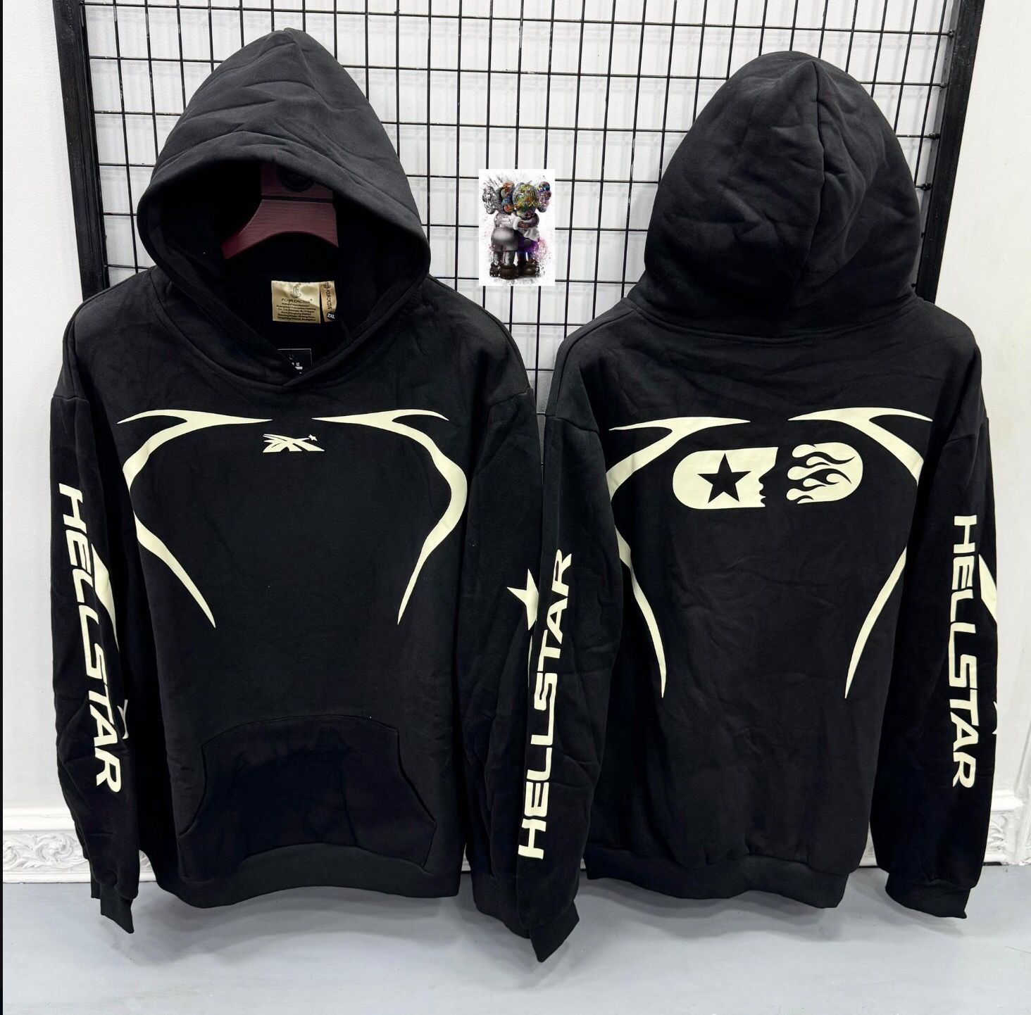 Hellstar Black Pullover Hoodie Denim Jeans Tears Hellstar Chrome Hooded Jacket Hearts Small S Medium M Large L XL Coat Sweater