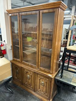 Glass two shelf hutch