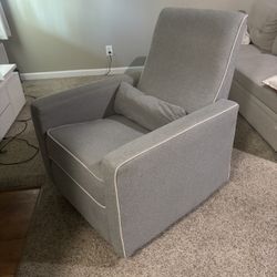 Single Grey Swivel Recliner Sofa Couch