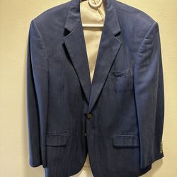Men’s Blue 100% Silk Blazer Suit Jacket Stafford Executive Sports Coat 42R