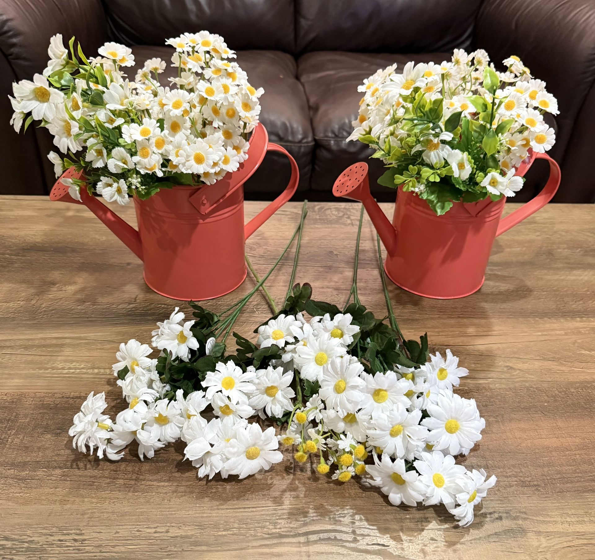 Artificial Flower Daisies and Water Pails
