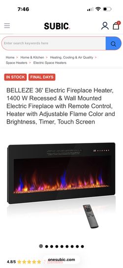 36 Inch Electric Fireplace