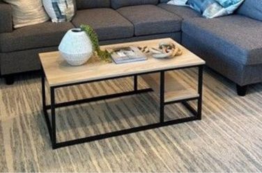 Industrial Wood and Metal Coffee Table