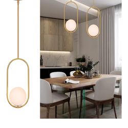 Modern Pendant Lighting Gold Hanging Light Fixture for Sloped Ceiling,Brass Pendant Lighting Fixture Pendant Chandelier Globe Pendant Light for Kitche
