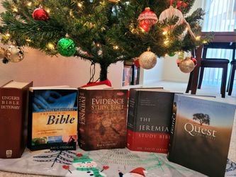 3 Bibles And  2 Bible Resources Books Lot! 