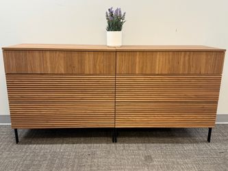 Set of 2, 63" Reeded Dresser TV Stand, Modern Minimalist Entertainment Center, Wooden TV Console. ✅Dimensions:16"D x 63"W x 30"H 💰199$