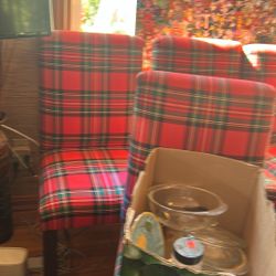 Set of 5 Comfortable Dining Table Chair Set Plaid 