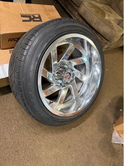 22x12 new polished aluminum wheels on used tires (contact info removed) universal 6 lug chevy ford ram