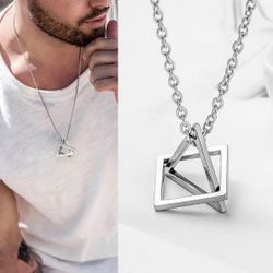 N150-Punk Triangle Square  Necklace Unisex