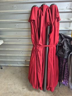 Red Outdoor Patio Umbrella with Dark Pole