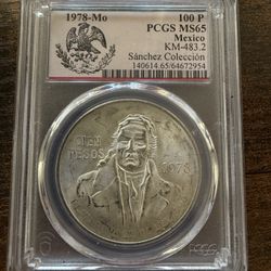 1978 Mexico 100 Pesos, graded PCGS MS65