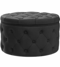 24.8" black tufted velvet ottoman with storage