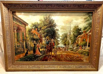 Vintage Ornate Gold Framed Painting 48 x 34 inches
