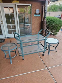 Metal and glass table set