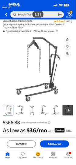 Non-mobile patient Drive Medical Hydraulic Patient Lift with Six Point Cradle, 5" Casters, Silver Vein