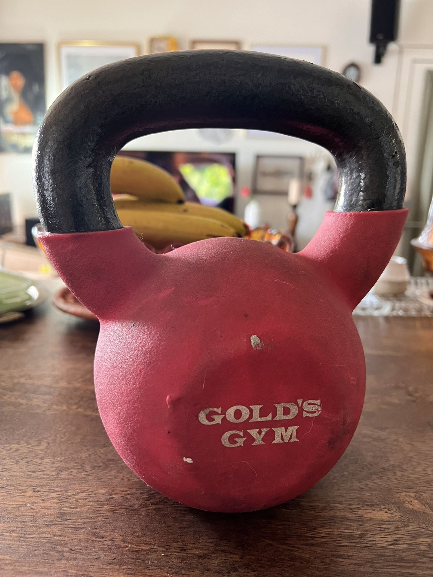 High-Quality Gold’s Gym 25lb Red/Black Cast Iron Kettlebell