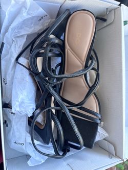 Aldo Black Strappy Heeled Sandals