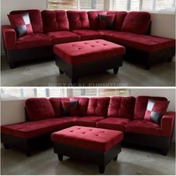 New Sectional + Storage Ottoman  — Left or Right Chaise — Delivery Available