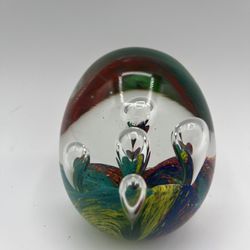 Clear Glass Multicolor Paperweight 