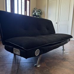 Black Futon Sofa with Bluetooth Speakers 
