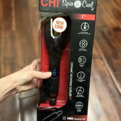 CHI Spin N Curl 1” Ceramic Rotating Barrel Curler Matte Black 1 Hour ShutOff New