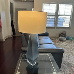 2 Acrylic/Glass top End Tables with Lamps 
