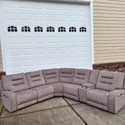 Free Delivery! Barcalounger Carmelo Fabric Power Reclining Sectional with Power Headrests