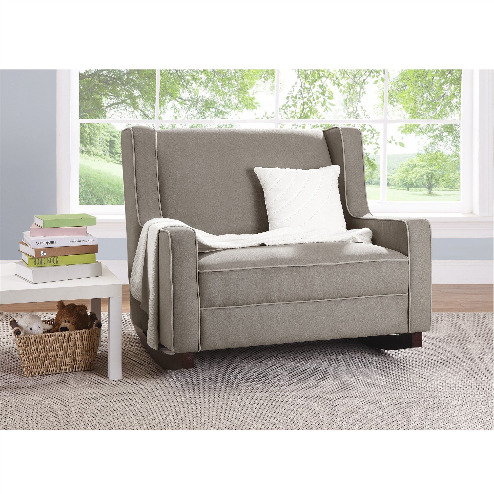 Baby Relax Hadley Polyester Wingback Rocking Chair, Dark Taupe Dark Taupe - Full