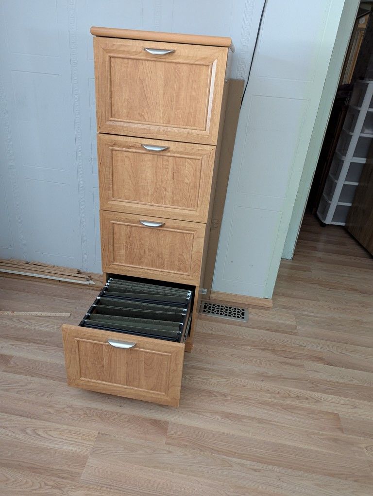 4 Drawer Wood File Cabinet