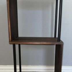 Brown Rustic Geometric 2-Tier Bookcase / End Table