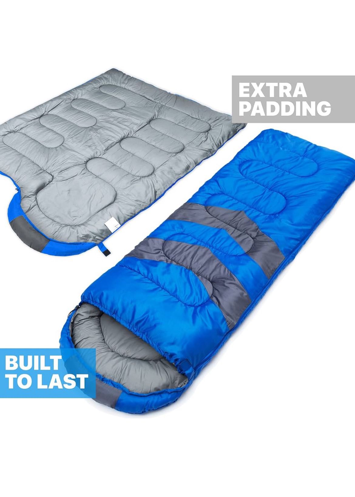 Blue Lightweight Cold Weather & Warm - Backpacking Camping Sleeping Bag for Kids/Adults, NEW