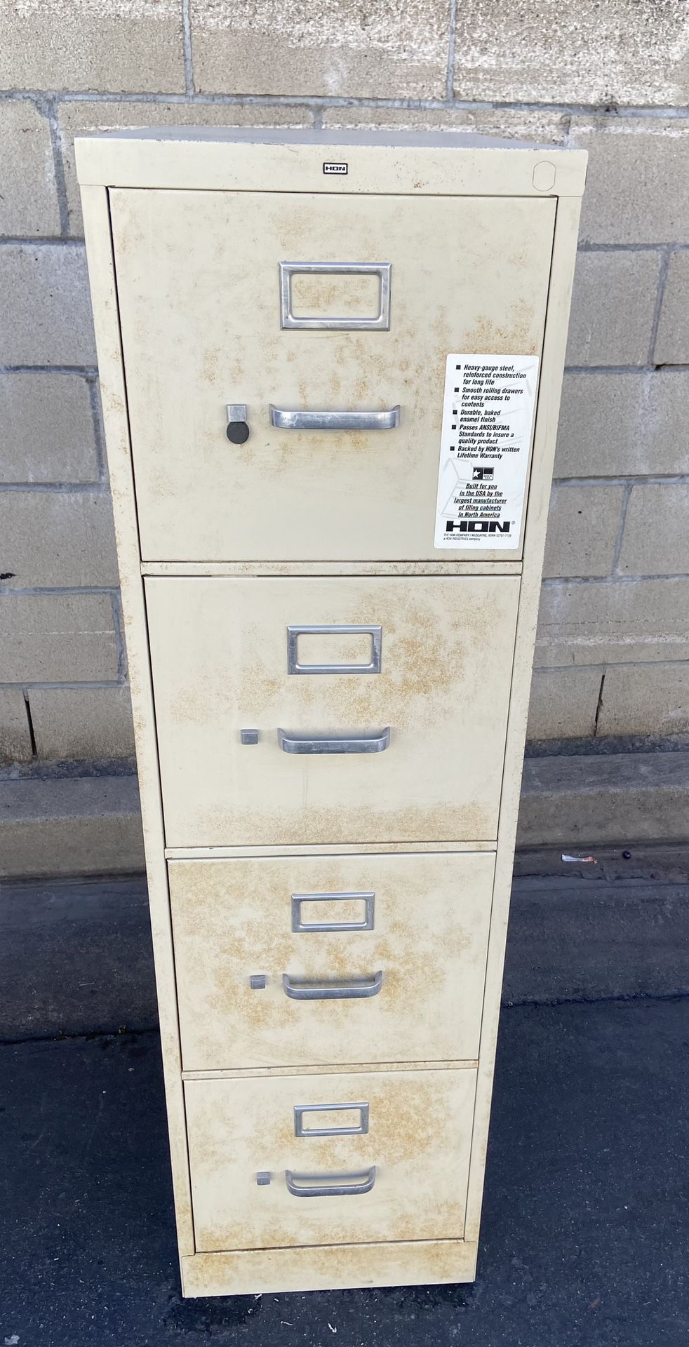 Hon Four-Drawer File Cabinet-As Is