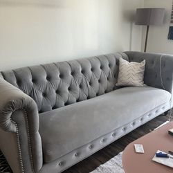 Grey Velvet Sofa 