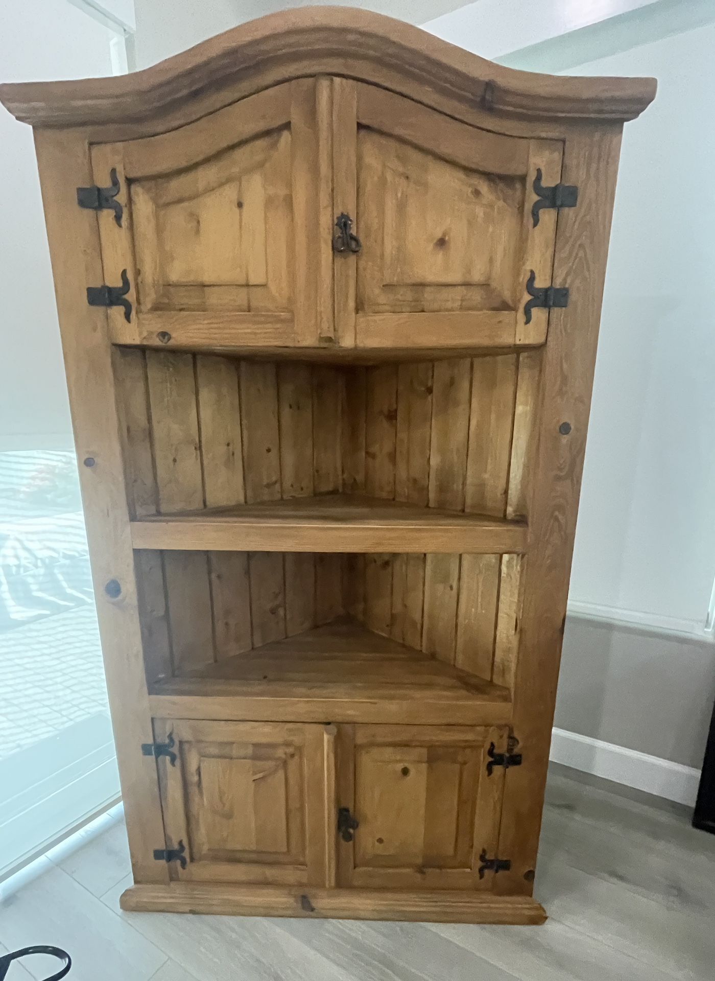 Rustic Mexican Wood Furniture Corner Cabinet