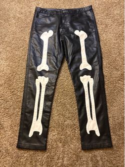 Forever 21 Faux Leather Bone Applique Biker Pants Mens Size 38