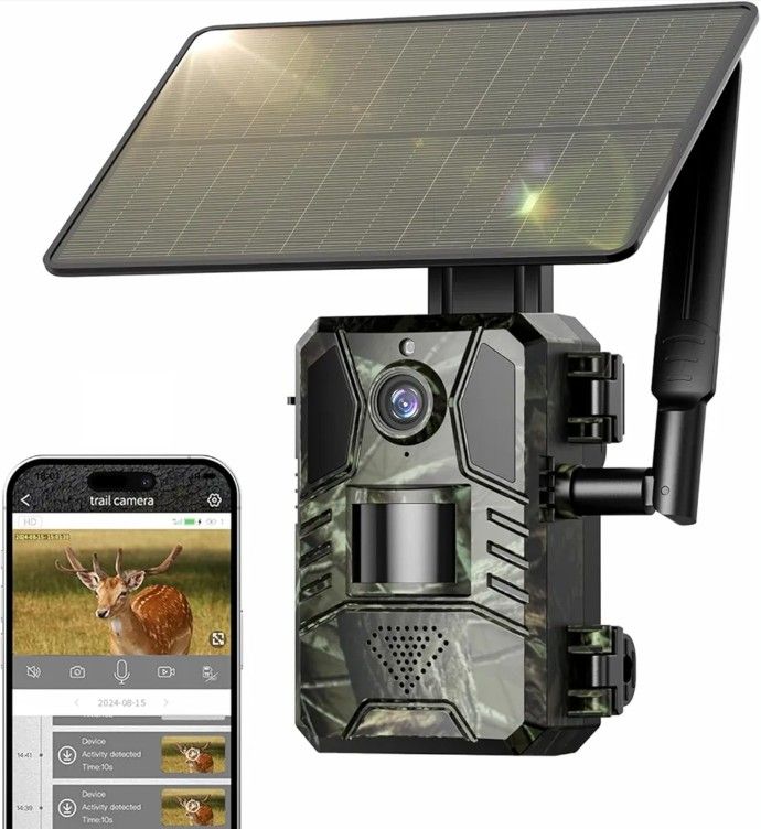 Cellular Trail Camera with Built-in SIM Card 4G Unlimited Data Plan 2k HD Live Streaming Game Cameras with Night Vision Motion Activated Waterproof IP