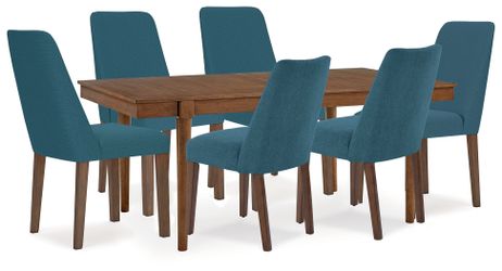 Lyncott Blue/Brown Extension Dining Table and 6 Chairs