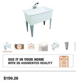 BigTub Utilatub Combo 40 in. x 24 in. 33 in. Polypropylene Floor Mount Utility Tub with Pull-Out Faucet in White