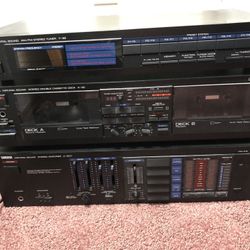 STEREO SYSTEM-YAMAHA 5 piece stereo.. T-32 AM/FM Tuner, double cassette K-30,stereo AMP A-32D, Graphic Equalizer GE-30, CD Player (5-disc) CDC-91